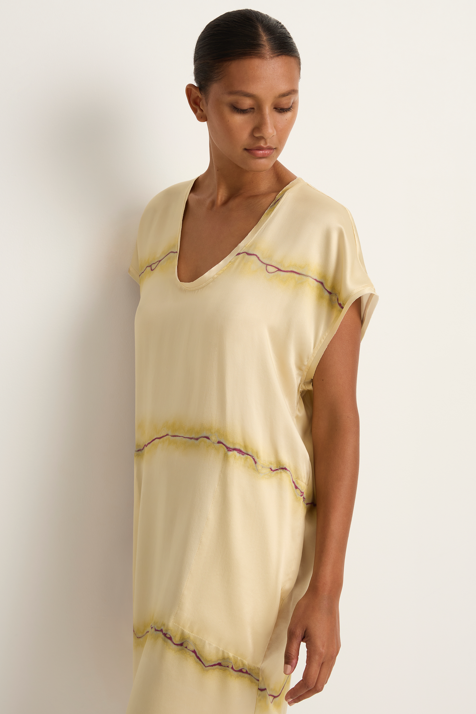 raquel allegra layering tank dress Raquel Allegra Layering Tank Dress in Purple Horizon Tie Dye