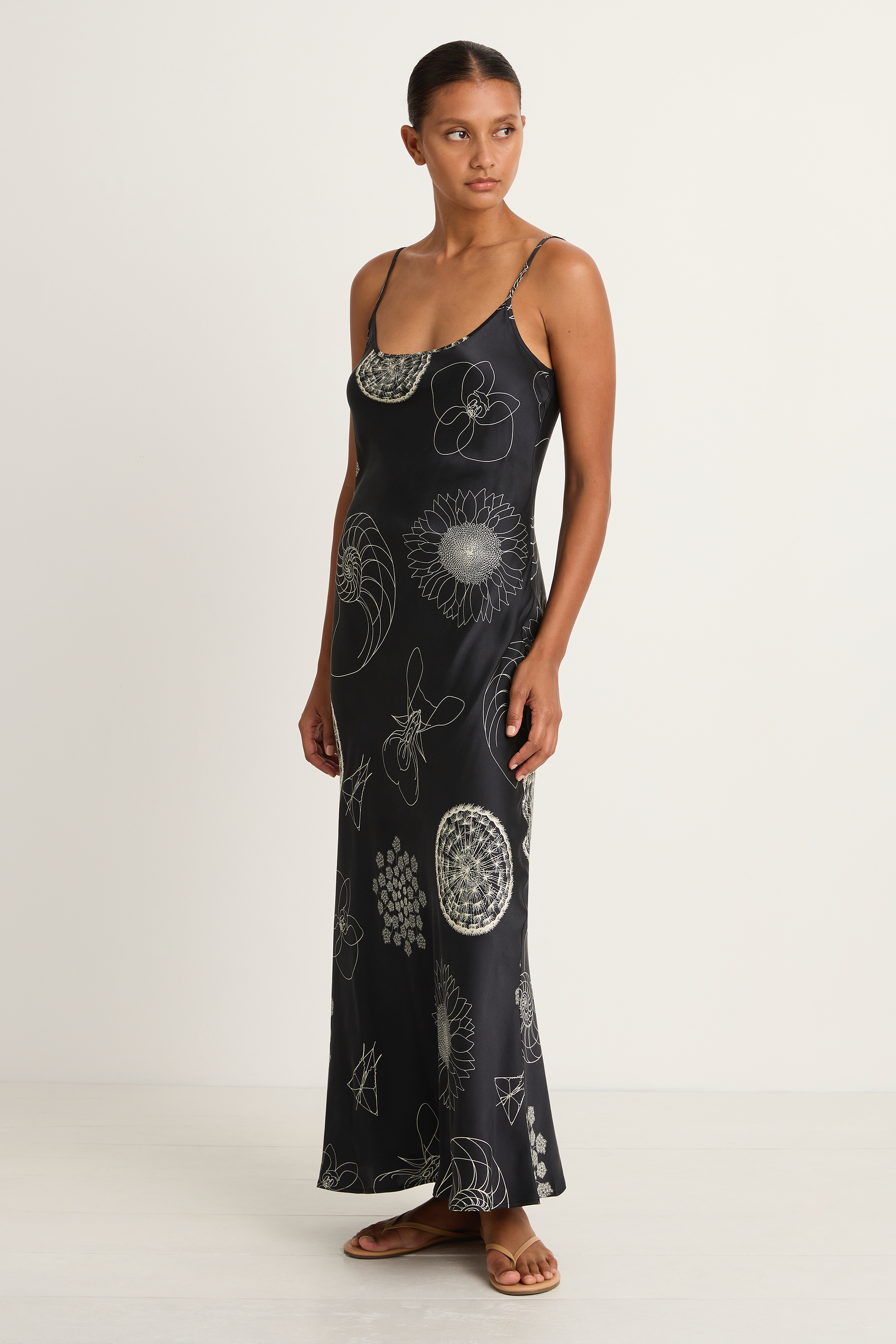 Silk Laundry 1996 Slip Dress - Fibonacci Black
