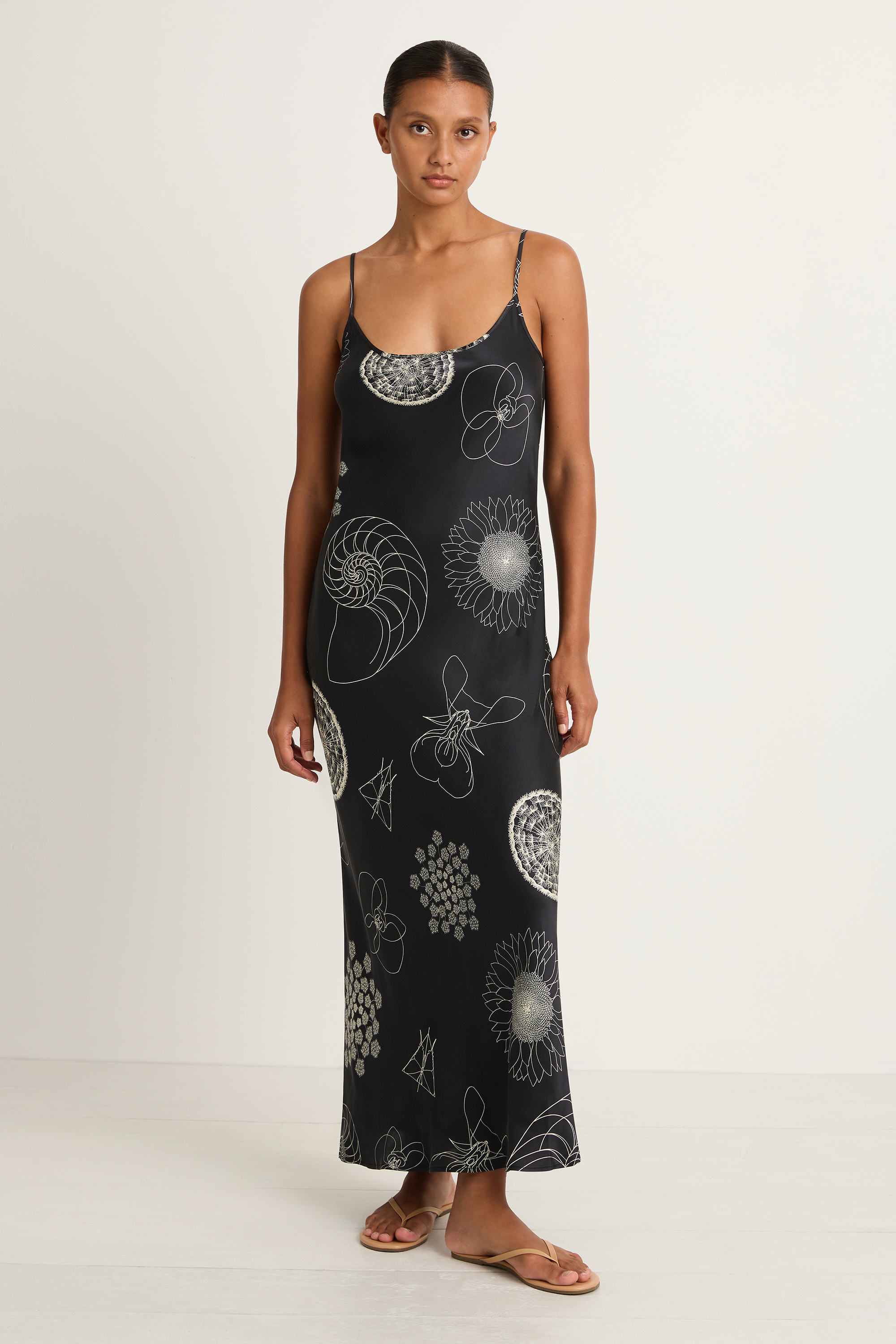 Silk Laundry 1996 Slip Dress - Fibonacci Black