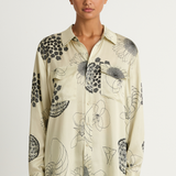 Silk Laundry Boyfriend Shirt - Fibonacci Off White