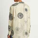 Silk Laundry Boyfriend Shirt - Fibonacci Off White