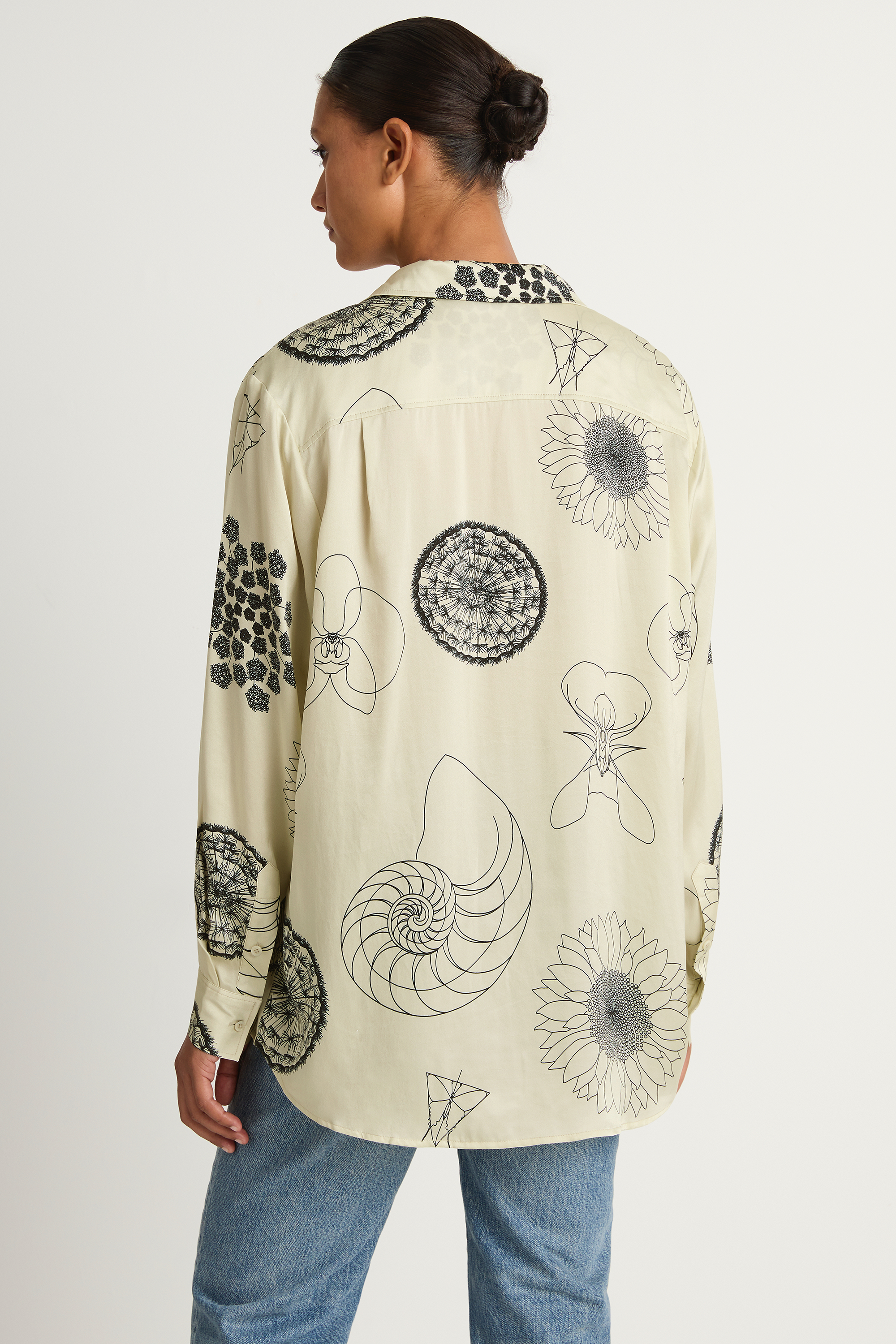 Silk Laundry Boyfriend Shirt - Fibonacci Off White