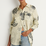 Silk Laundry Boyfriend Shirt - Fibonacci Off White