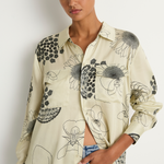 Silk Laundry Boyfriend Shirt - Fibonacci Off White