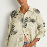 Silk Laundry Boyfriend Shirt - Fibonacci Off White