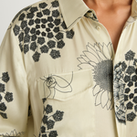 Silk Laundry Boyfriend Shirt - Fibonacci Off White