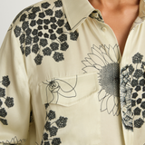 Silk Laundry Boyfriend Shirt - Fibonacci Off White