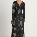 Silk Laundry Full Sleeve Bias Dress - Fibonacci Black