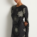 Silk Laundry Full Sleeve Bias Dress - Fibonacci Black