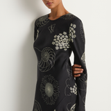 Silk Laundry Full Sleeve Bias Dress - Fibonacci Black