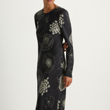 Silk Laundry Full Sleeve Bias Dress - Fibonacci Black
