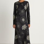 Silk Laundry Full Sleeve Bias Dress - Fibonacci Black