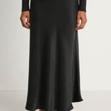 Silk Laundry Long Bias Cut Skirt - Black