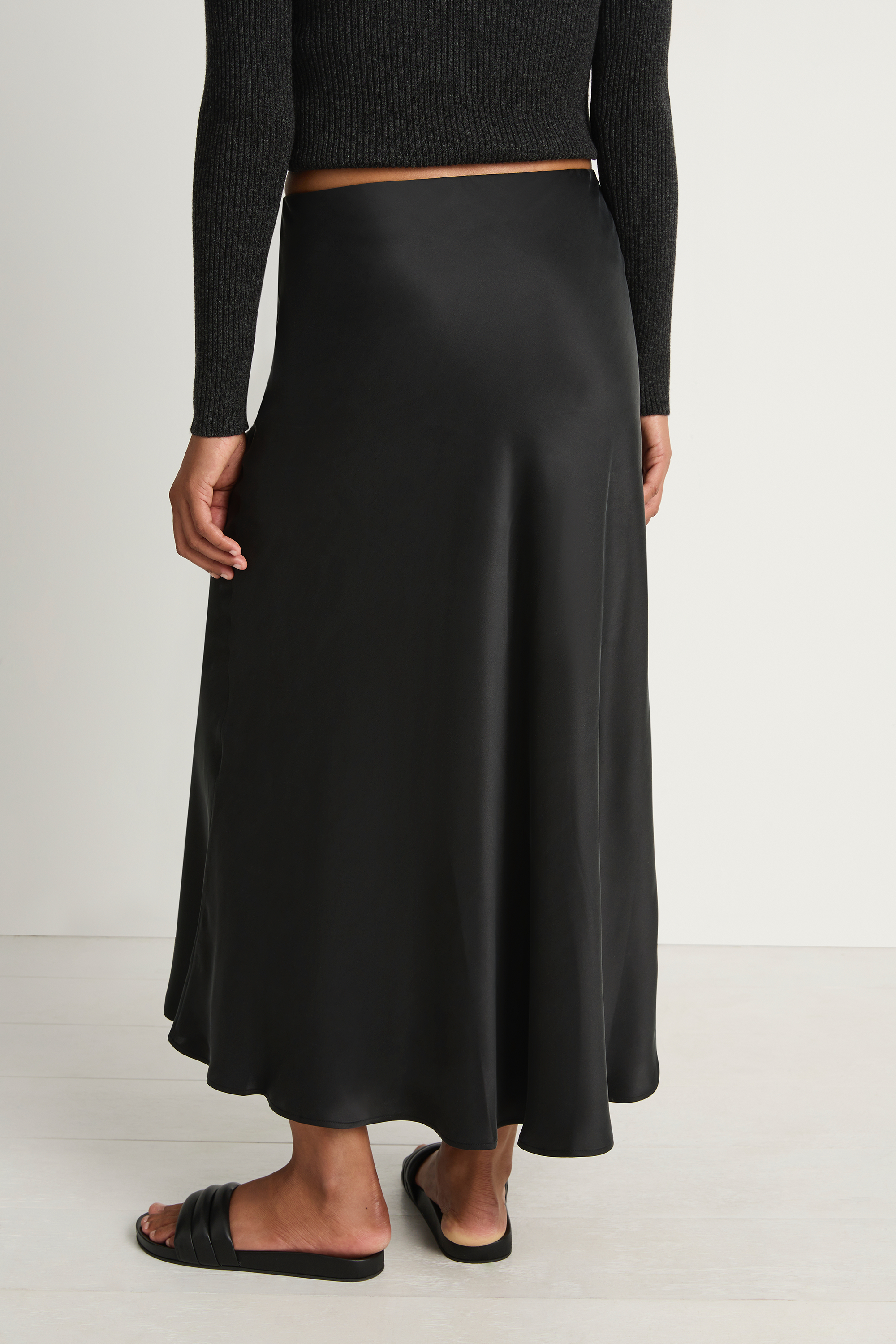 Silk Laundry Long Bias Cut Skirt - Black