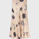 Silk Laundry Long Bias Cut Skirt - Seashells