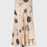Silk Laundry Long Bias Cut Skirt - Seashells