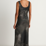 Silk Laundry Scoop Neck Dress - Smoke