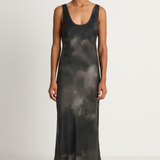 Silk Laundry Scoop Neck Dress - Smoke