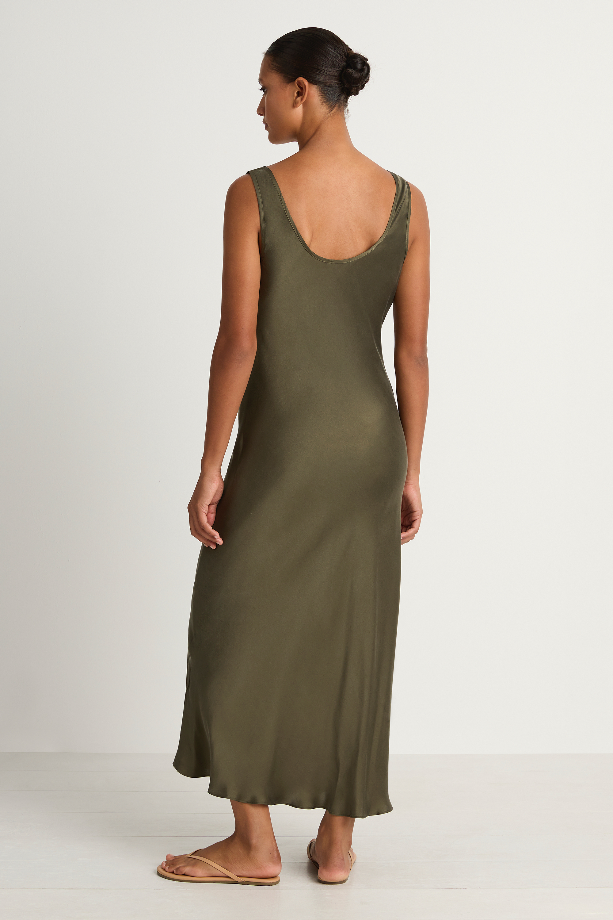 Silk Laundry Scoop Neck Dress - Pine