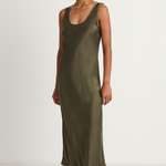 Silk Laundry Scoop Neck Dress - Pine