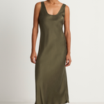 Silk Laundry Scoop Neck Dress - Pine