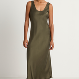 Silk Laundry Scoop Neck Dress - Pine