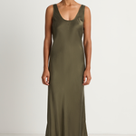 Silk Laundry Scoop Neck Dress - Pine