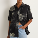Silk Laundry Short Sleeve Boyfriend shirt - Fibonacci Black