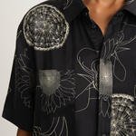 Silk Laundry Short Sleeve Boyfriend shirt - Fibonacci Black