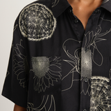 Silk Laundry Short Sleeve Boyfriend shirt - Fibonacci Black