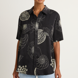 Silk Laundry Short Sleeve Boyfriend shirt - Fibonacci Black