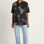 Silk Laundry Short Sleeve Boyfriend shirt - Fibonacci Black