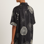 Silk Laundry Short Sleeve Boyfriend shirt - Fibonacci Black