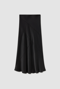 Silk Laundry Splice Long Bias Cut Skirt - Black