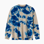 Suzusan Cashmere Seamless Crew Neck Wide Pullover - Royal Blue / Sand
