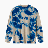 Suzusan Cashmere Seamless Crew Neck Wide Pullover - Royal Blue / Sand