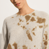 Suzusan Cashmere seamless pullover Long in ecru / light grey