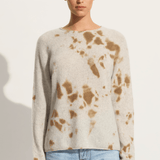 Suzusan Cashmere seamless pullover Long in ecru / light grey