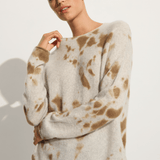 Suzusan Cashmere seamless pullover Long in ecru / light grey