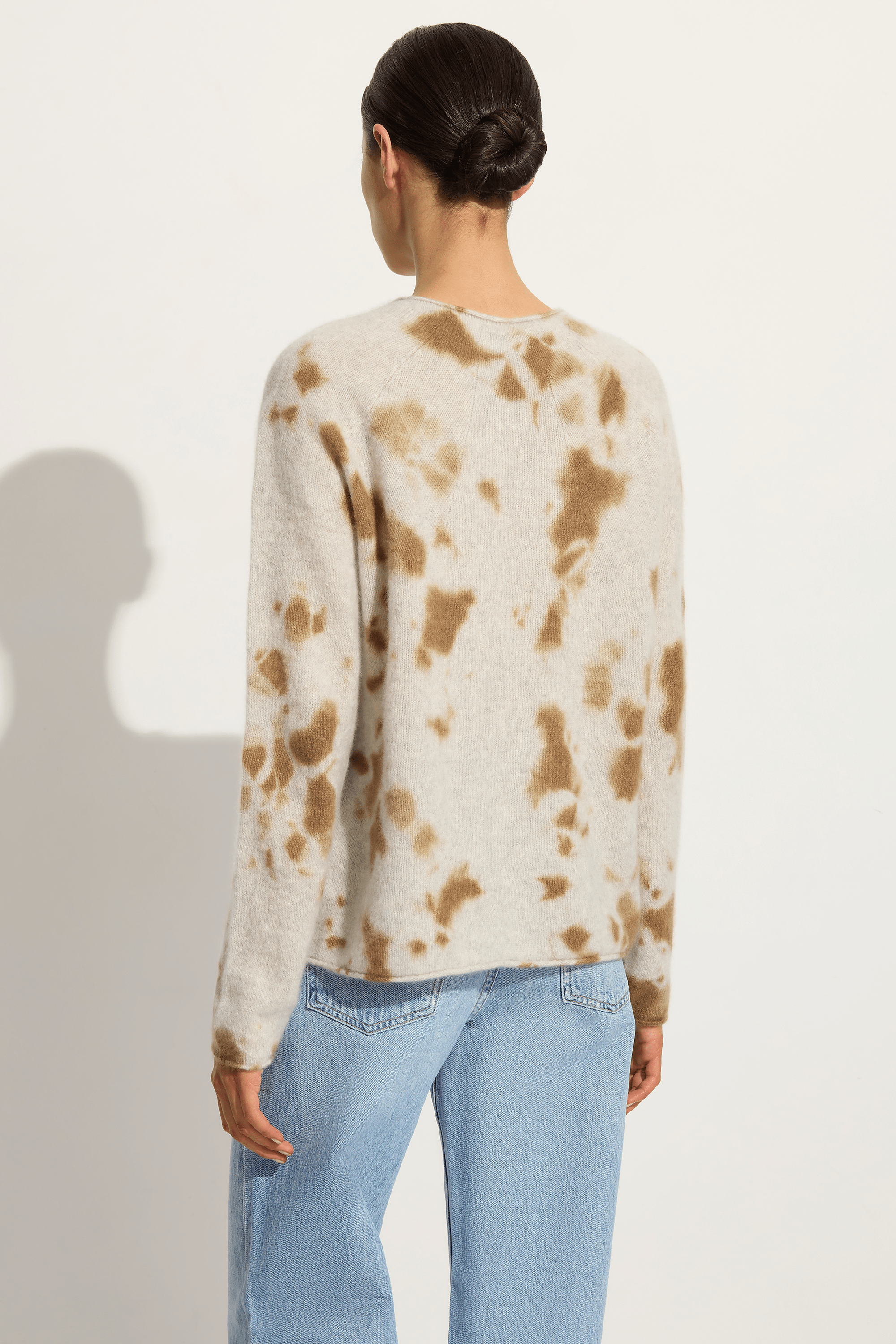 Suzusan Cashmere seamless pullover Long in ecru / light grey