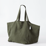 The Beach People Linen Tote Bag - Bottle Green