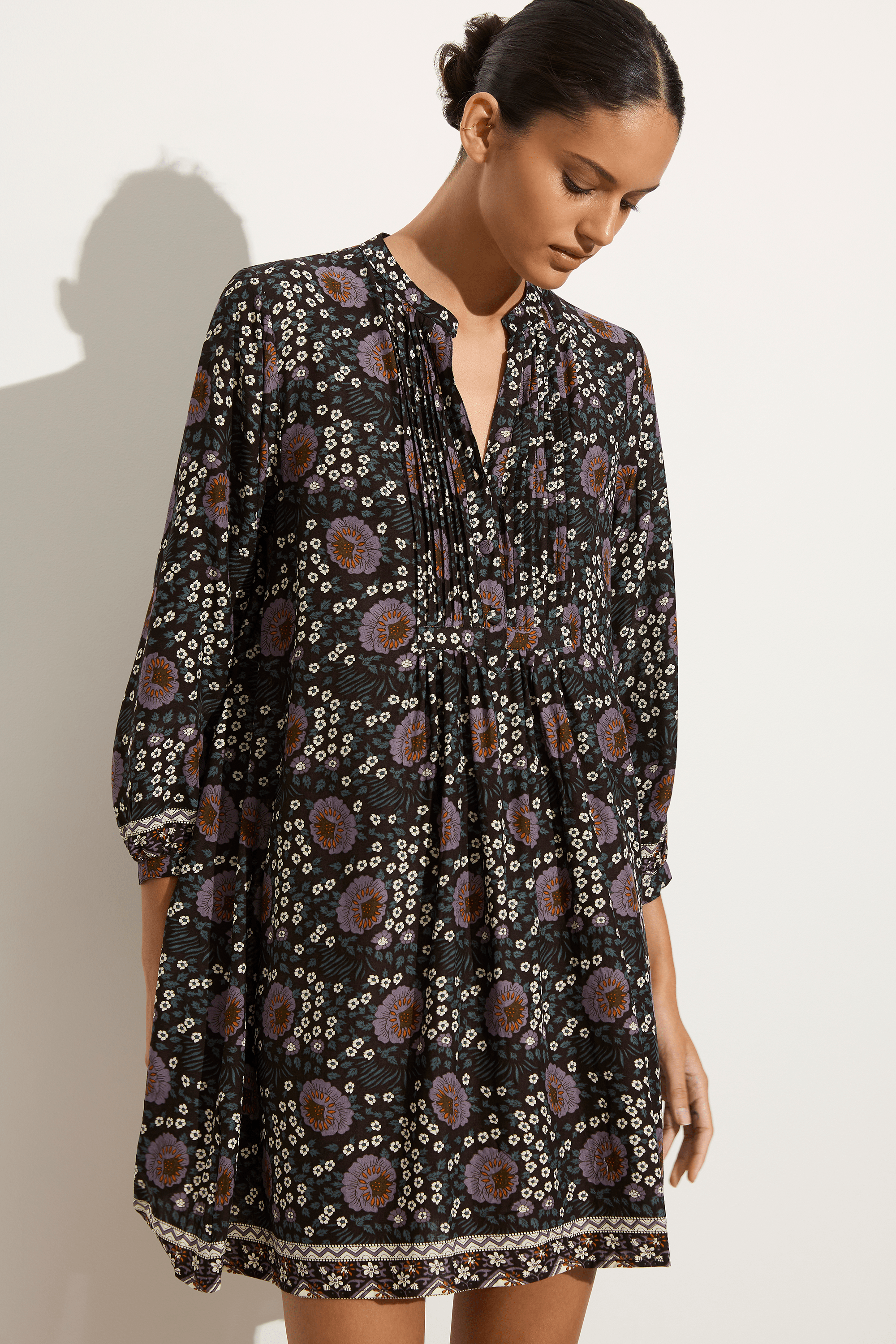 Natalie Martin Sammie short dress - Vintage Flowers Black Purple - FINAL SALE Natalie Martin Sammie short dress - Vintage Flowers Black Purple - FINAL SALE