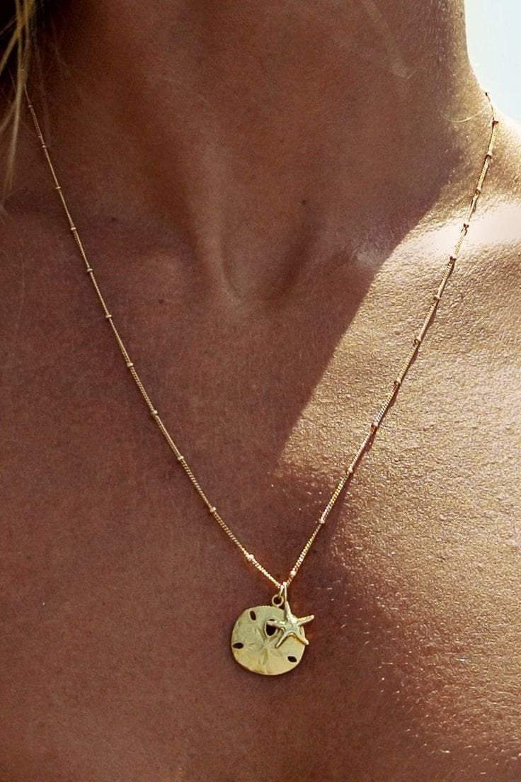 Soleil Blue Beachcomber Sand Dollar Necklace