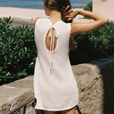 Peony Pointelle Shift Mini Dress - Seashell