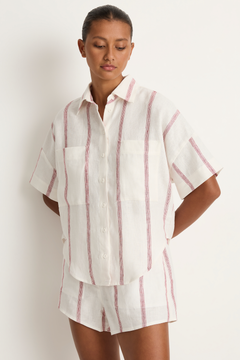 BONDI BORN Kiama Short Sleeve Shirt - Red Stripe