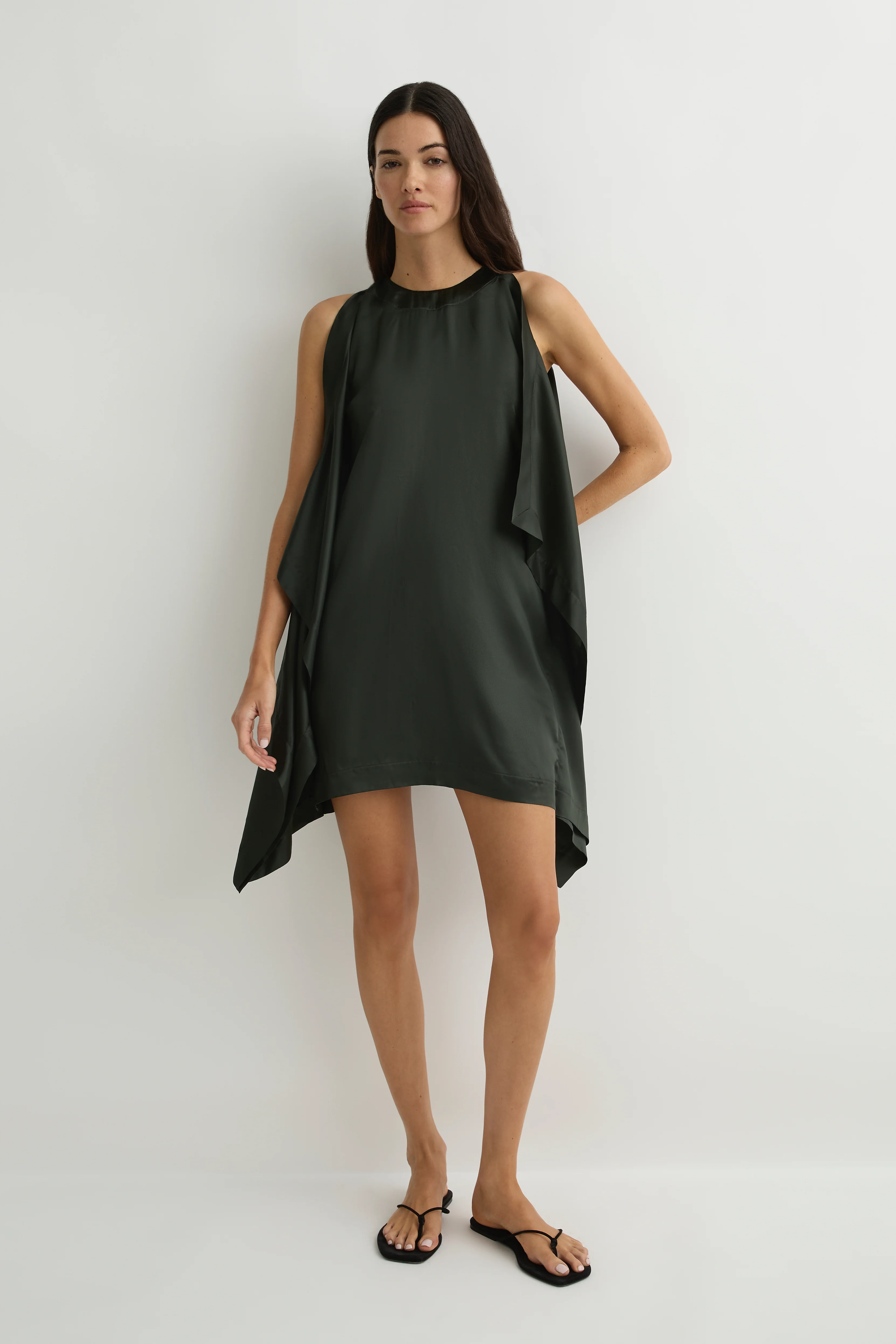 BONDI BORN Como Waterfall Mini Dress - Forest