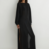 BONDI BORN Cremona Tie-Side Maxi Coverup - Black