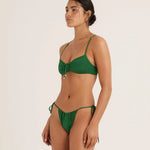 Peony Ruched Solstice Crop Channel String Pant - Bottle Green