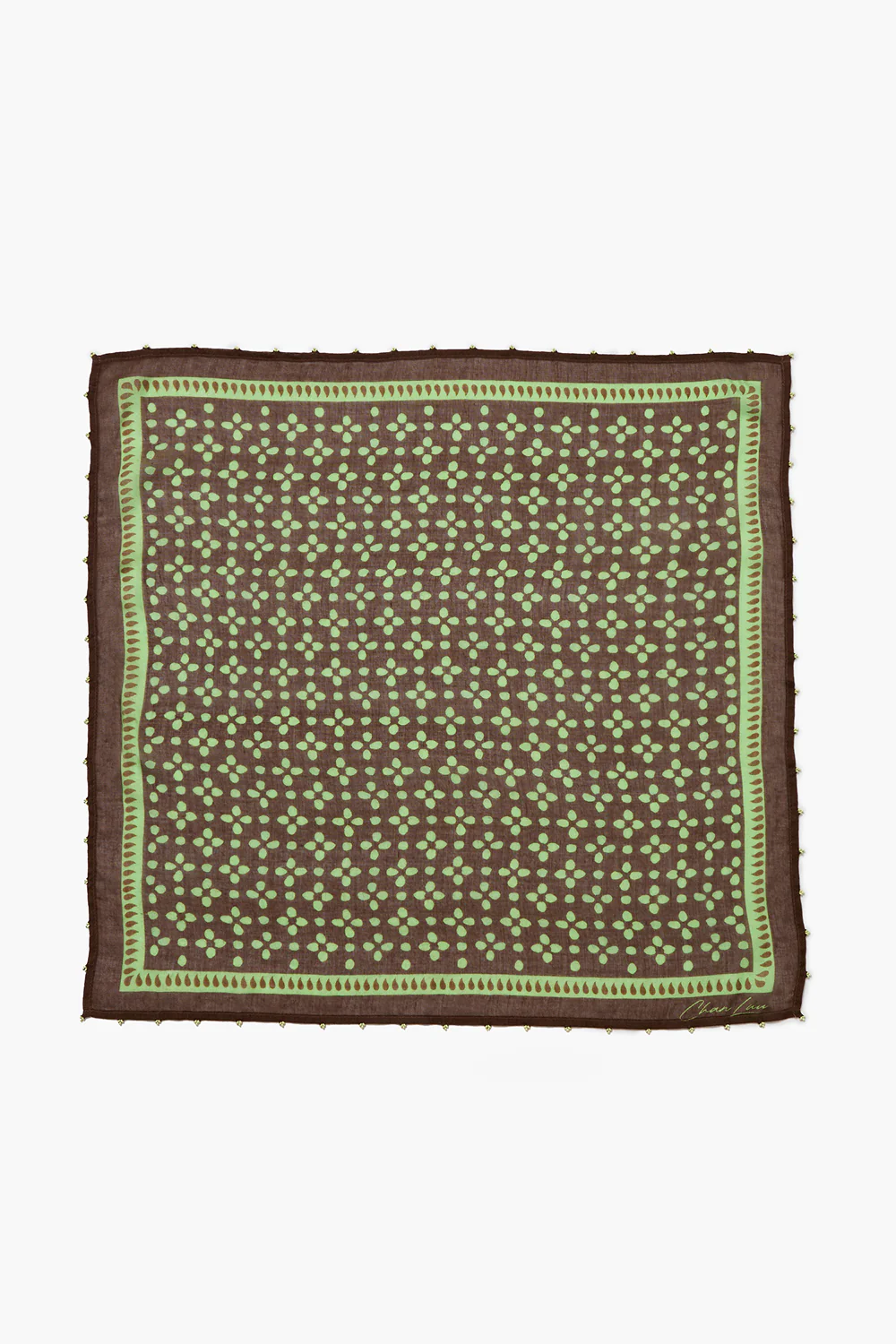Chan Luu Beaded Floral Bandana - Espresso