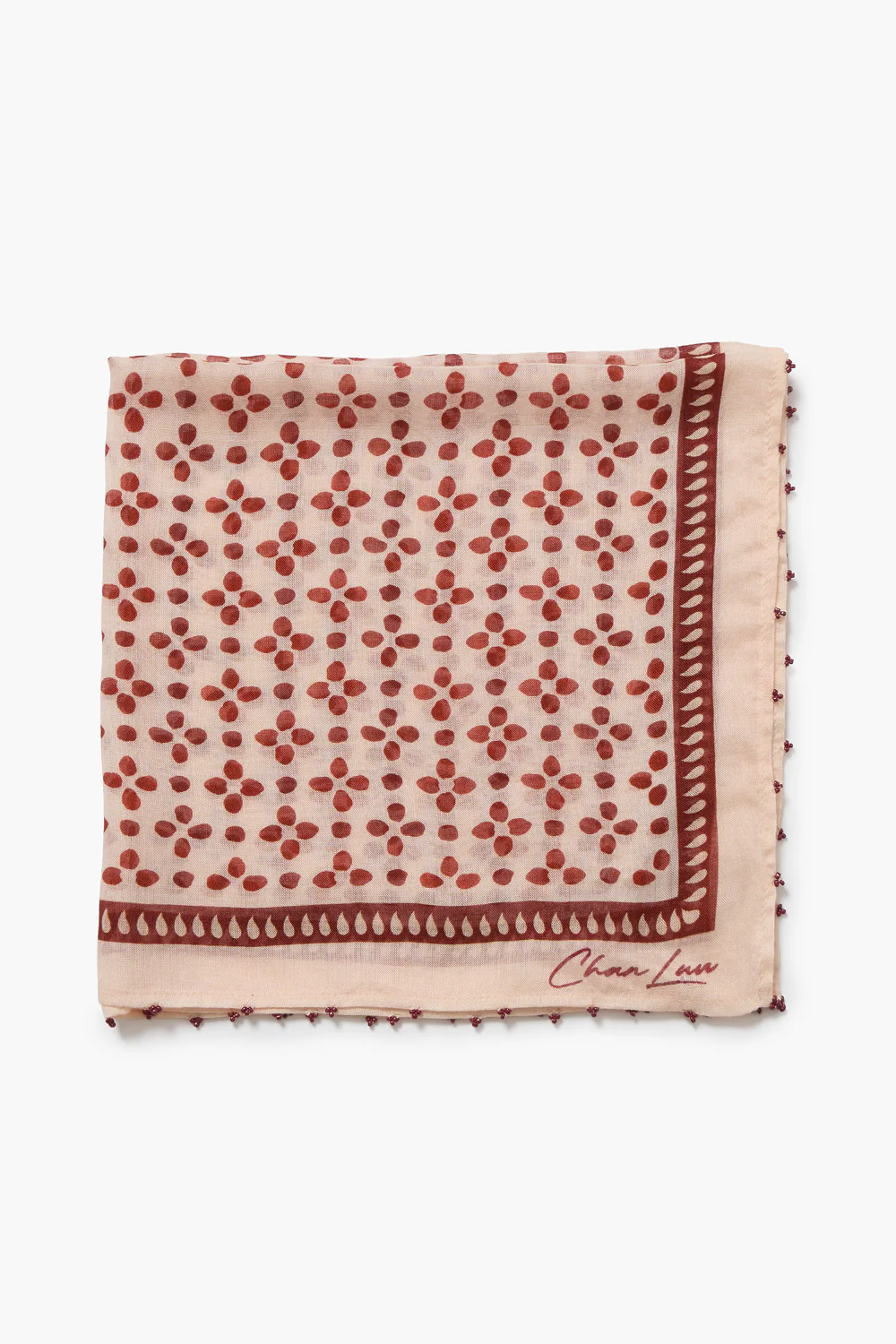 Chan Luu Beaded Floral Bandana - Pink Sand